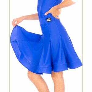 NWT Dance Box Ariana Latin Lycra Skirt in Cobalt